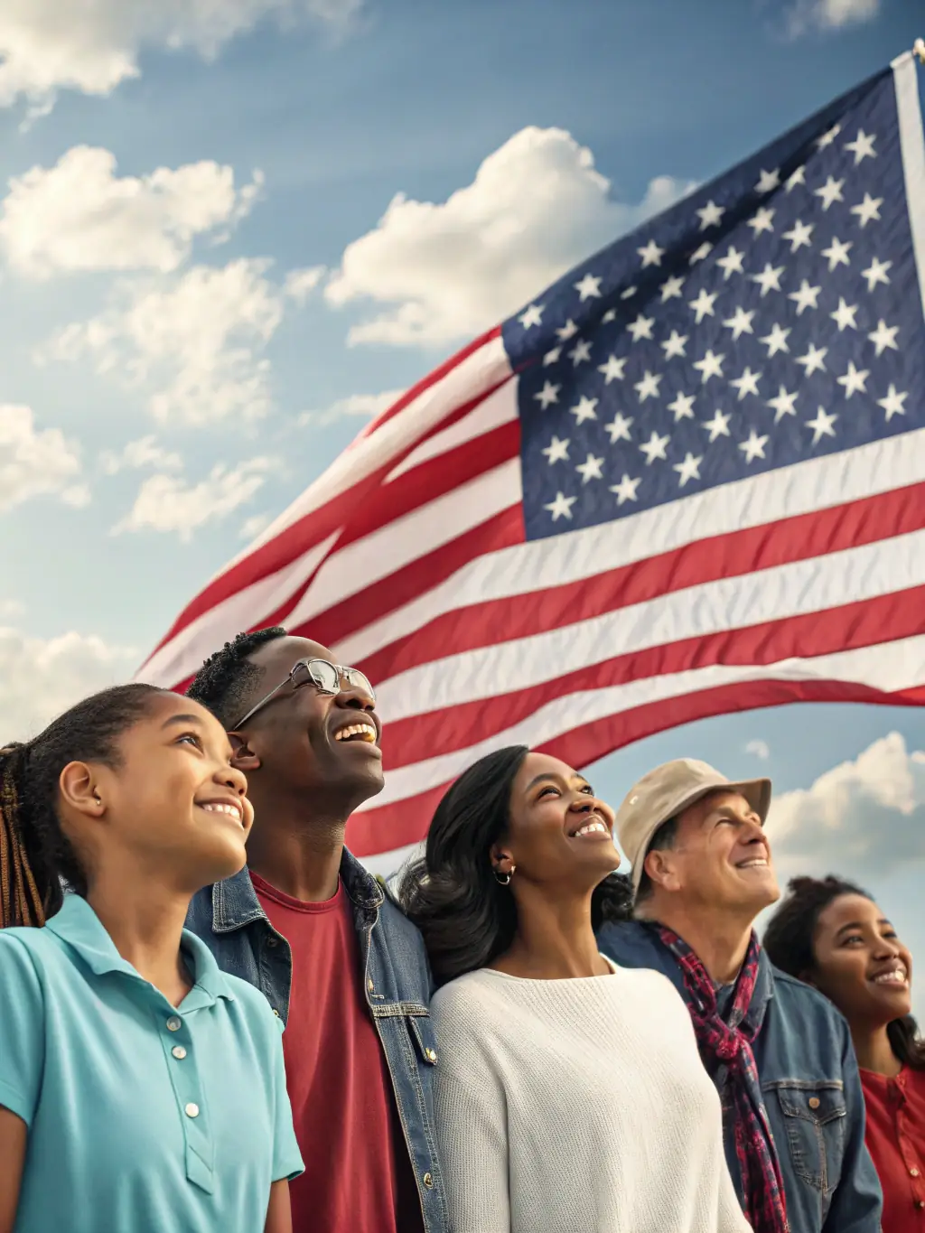 A diverse group of people standing in front of an immigration detention center, representing the varied backgrounds of individuals requiring immigration bonds.